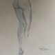 Blue watercolor painting signed female nude