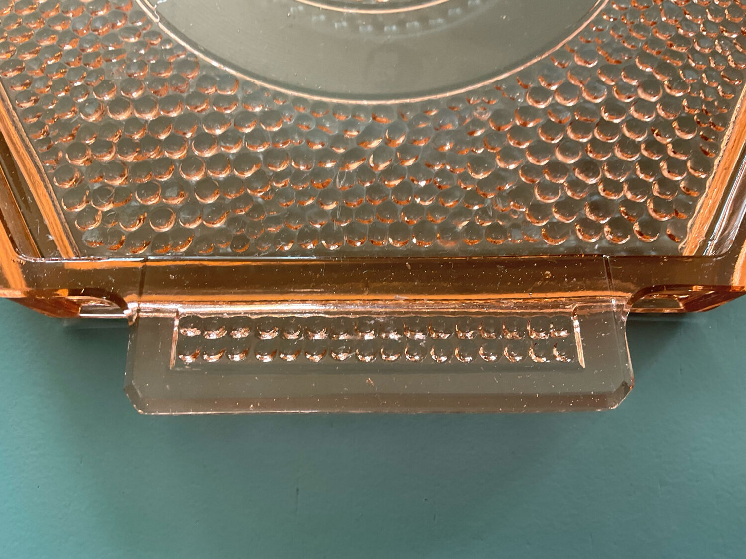 Art Deco pink glass plateau