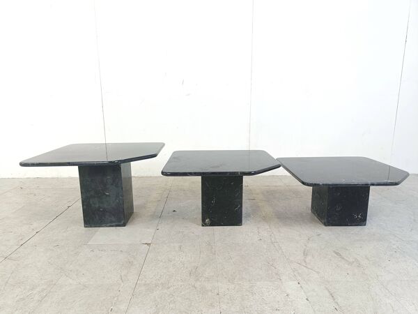 Tables gigognes ou tables d'appoint vintage en marbre, 1970