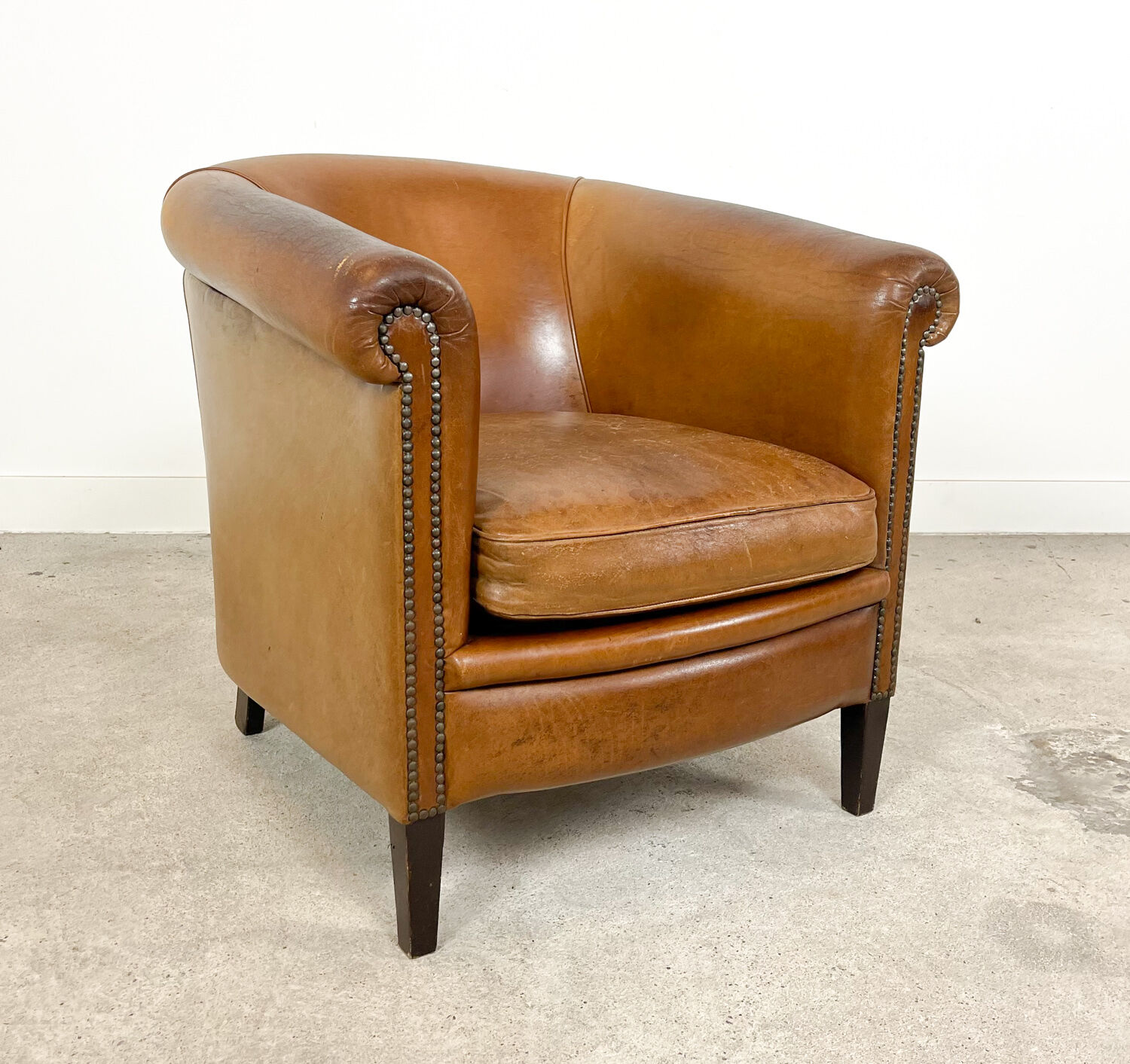 Vintage sheep leather club chair