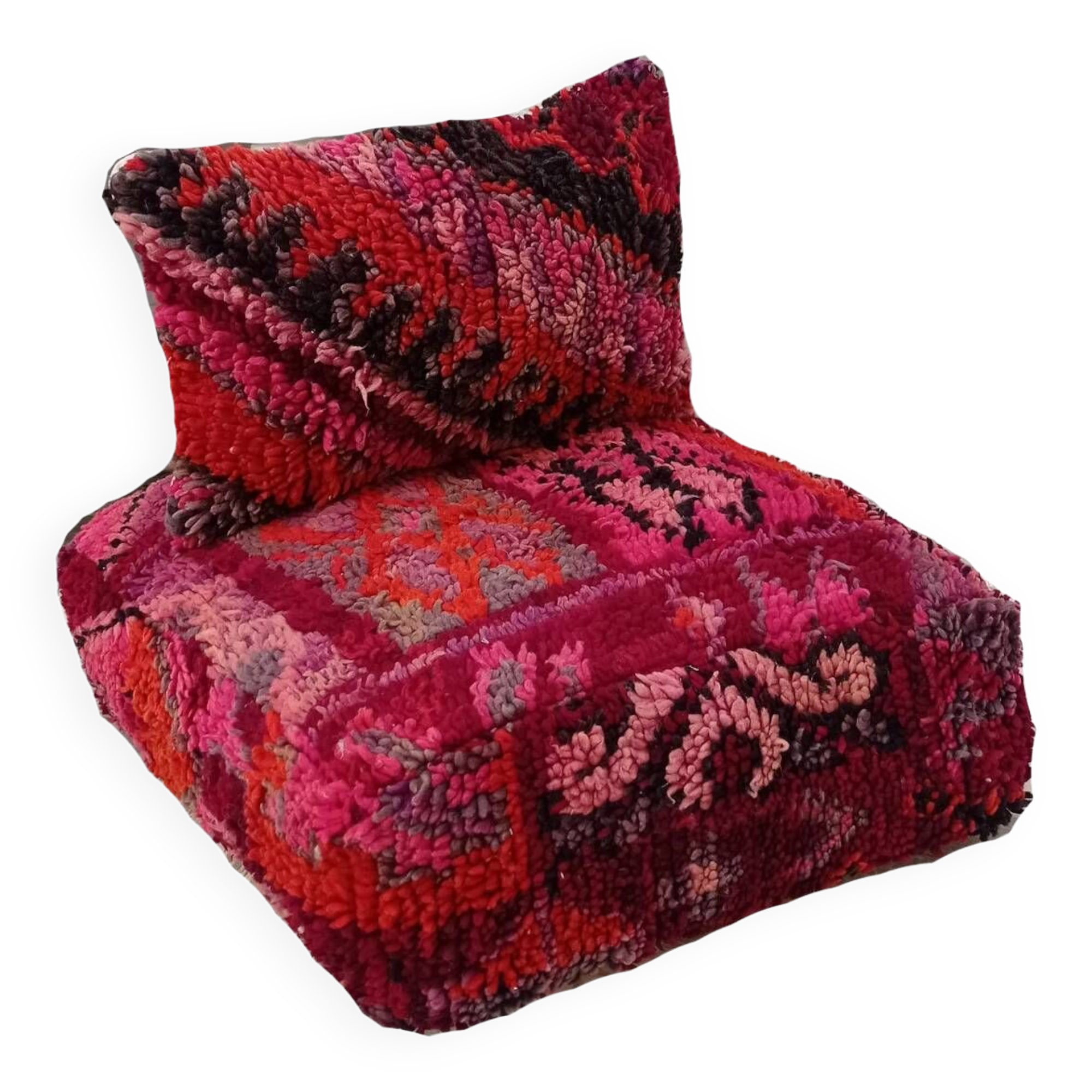 Berber pouf and handmade wool cushion 60 X 60 X 20 CM