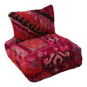 Pouf berbère et coussin fait main en laine 60 X 60 X 20 CM