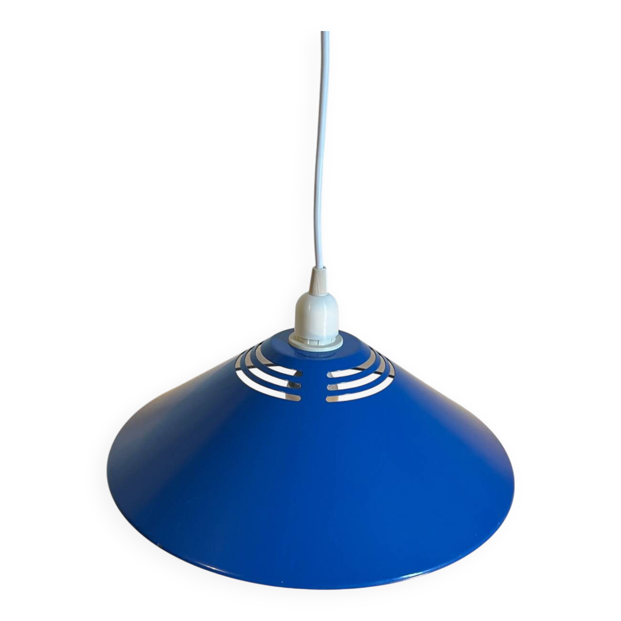80s blue metal pendant light