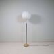 Mid-century black leather and brass floor lamp by Falkenbergs Belysning, Sweden, 1960s.