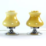 Table Lamps In Cream Opaline & Chrome, Bulgaria 1960s