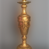 Louis XVI style bougeoir late 19th century gold metal transformed into lamp foot- with embroidered day offal