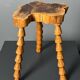 Midcentury brutalist artisanal wood turned handmade tripod stool, ca 1960s