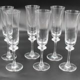 6 champagne flutes Saumur model crystal Daum France H = 21.5 cm