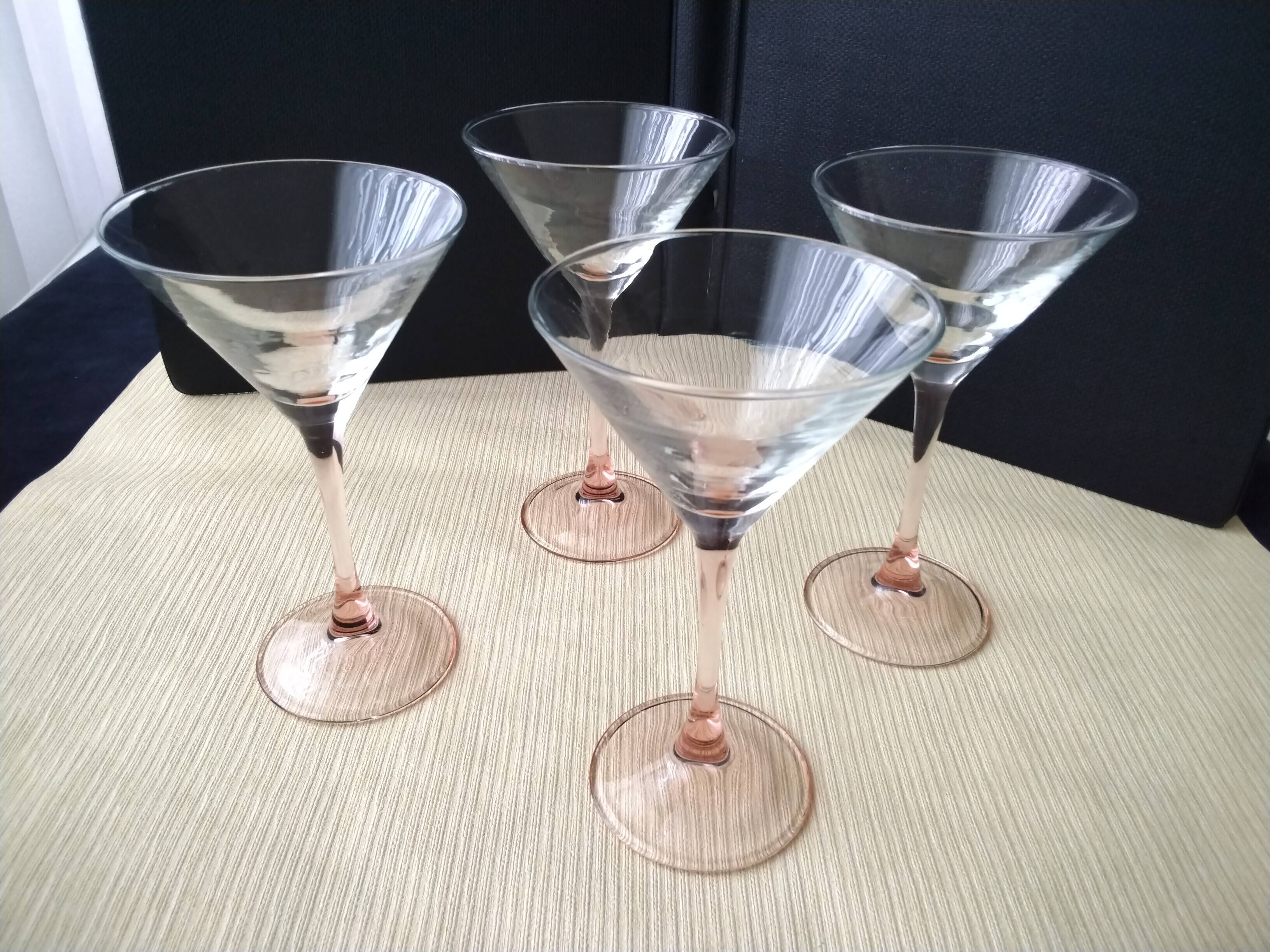 4 luminarc cocktail glasses pink foot