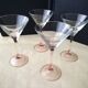4 luminarc cocktail glasses pink foot