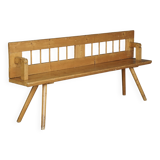 Scandinavian pine bench with turnable backrest, 1890s