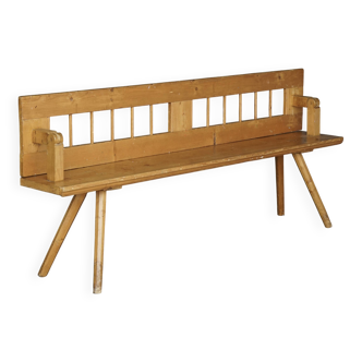 Scandinavian pine bench with turnable backrest, 1890s