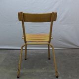 Three wooden and metal bistro chairs