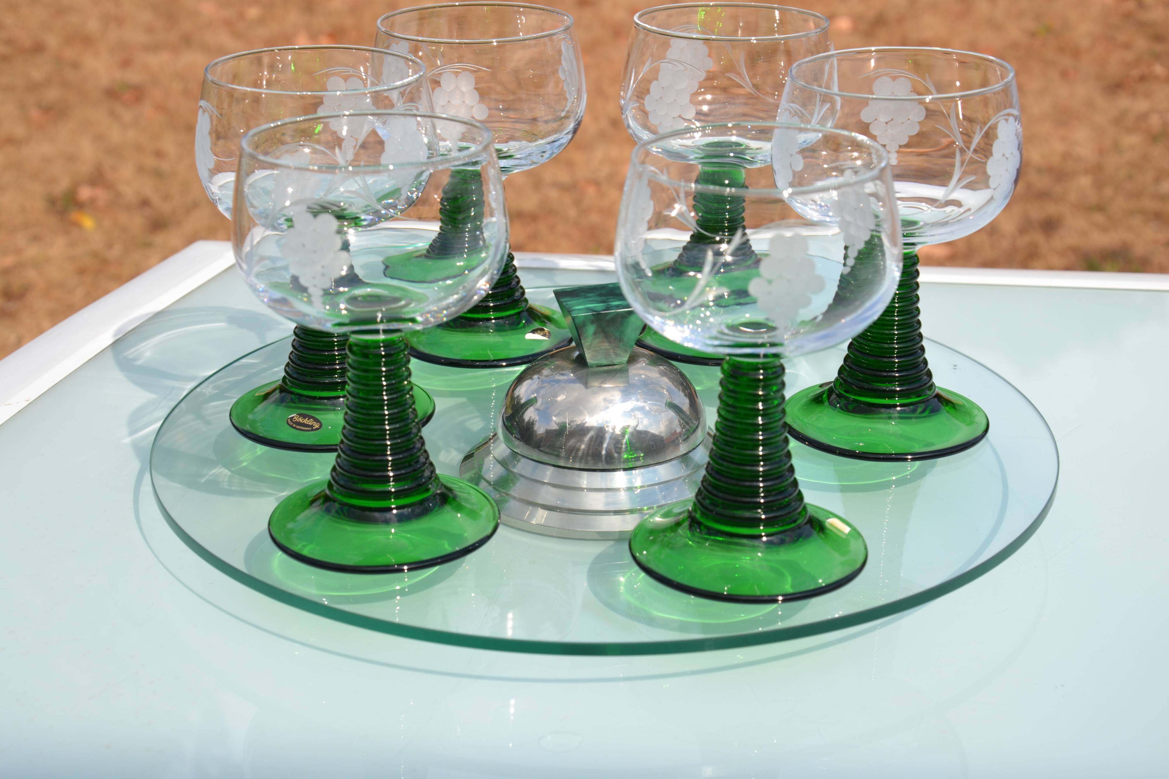 6 large engraved glasses Roemer Böckling Germany