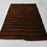 5x7 Striped Pattern Terracotta Vintage Kilim Rug, 146x220Cm