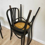 Set of 4 Vintage Black Wooden Dining Chairs: STOL Kamnik, 70s, Yugoslavia