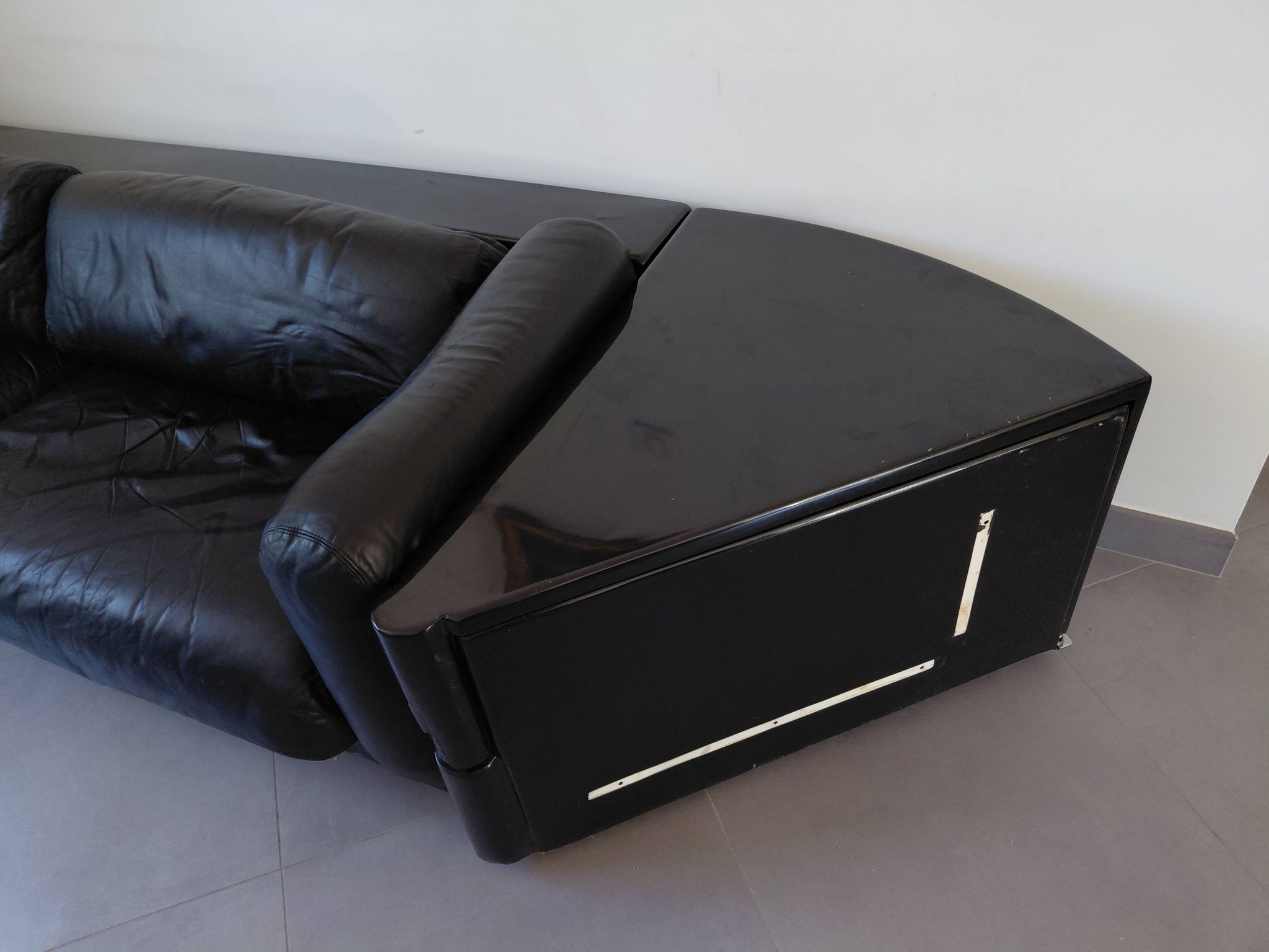 Cini Boeri - Gradual Lounge Sofa Black Leather Knoll/Gavina