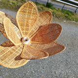 Suspension lampshade rattan straw flower