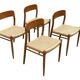 Set of 4 JL Moller model 75 chair by Niels Otto Moller Danish Design