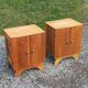 Pair of vintage bedside tables in blond and gilded oak from the 50s