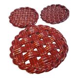 Trifle and 2 bottle coasters, woven ceramic