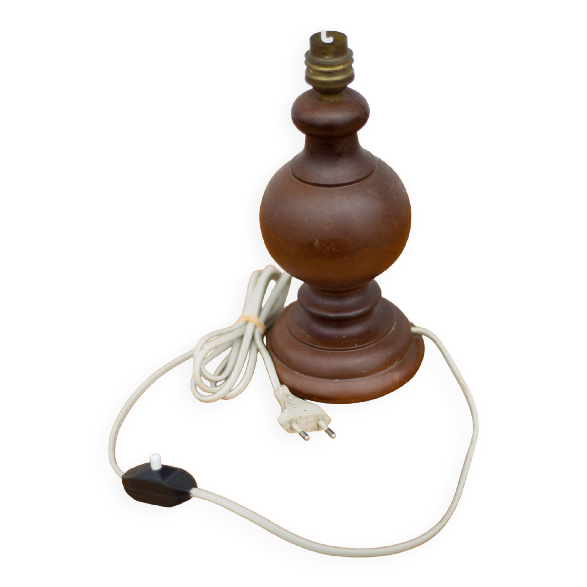 lampe bois, pied de lampe bois vintage