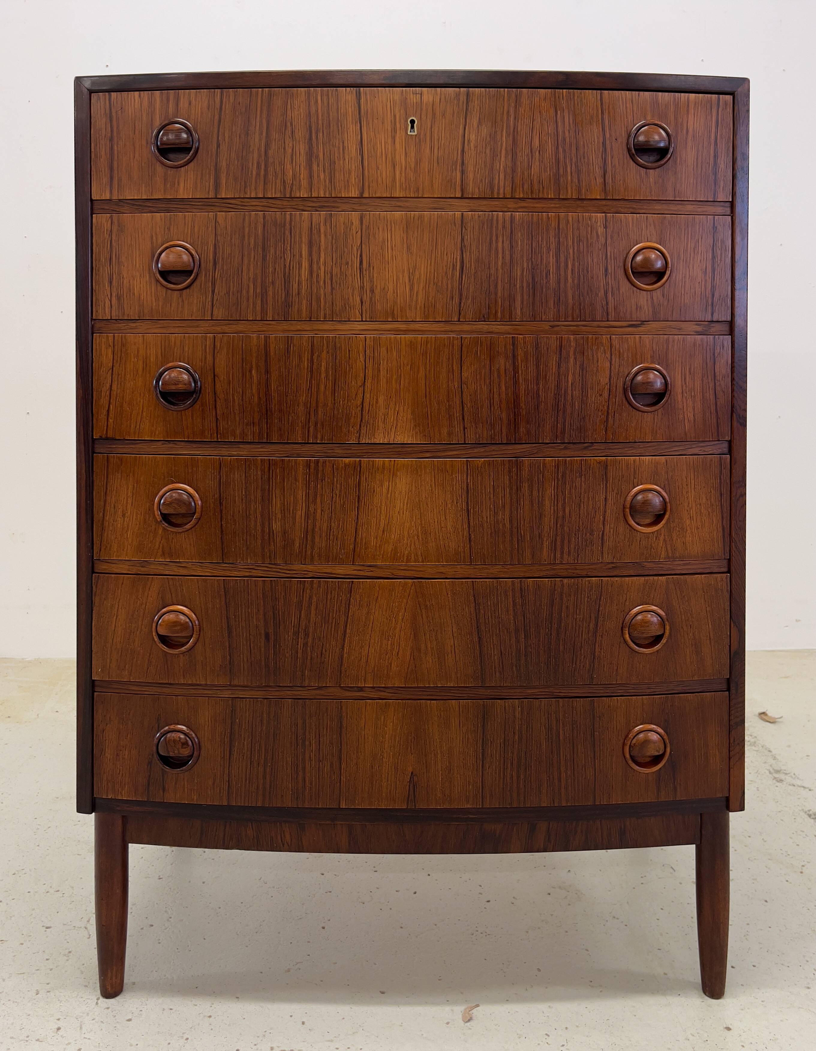 Rosewood Bowed Chest Of Drawers By Kai Kristiansen