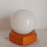 Bedside lamp in wood and opaline
