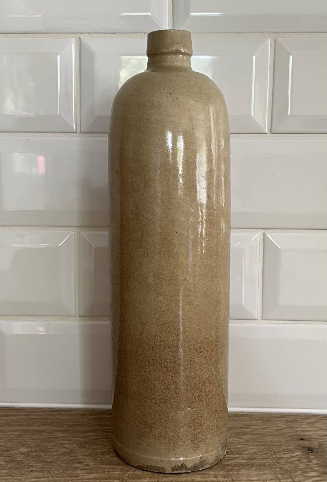Beige stoneware bottle vase