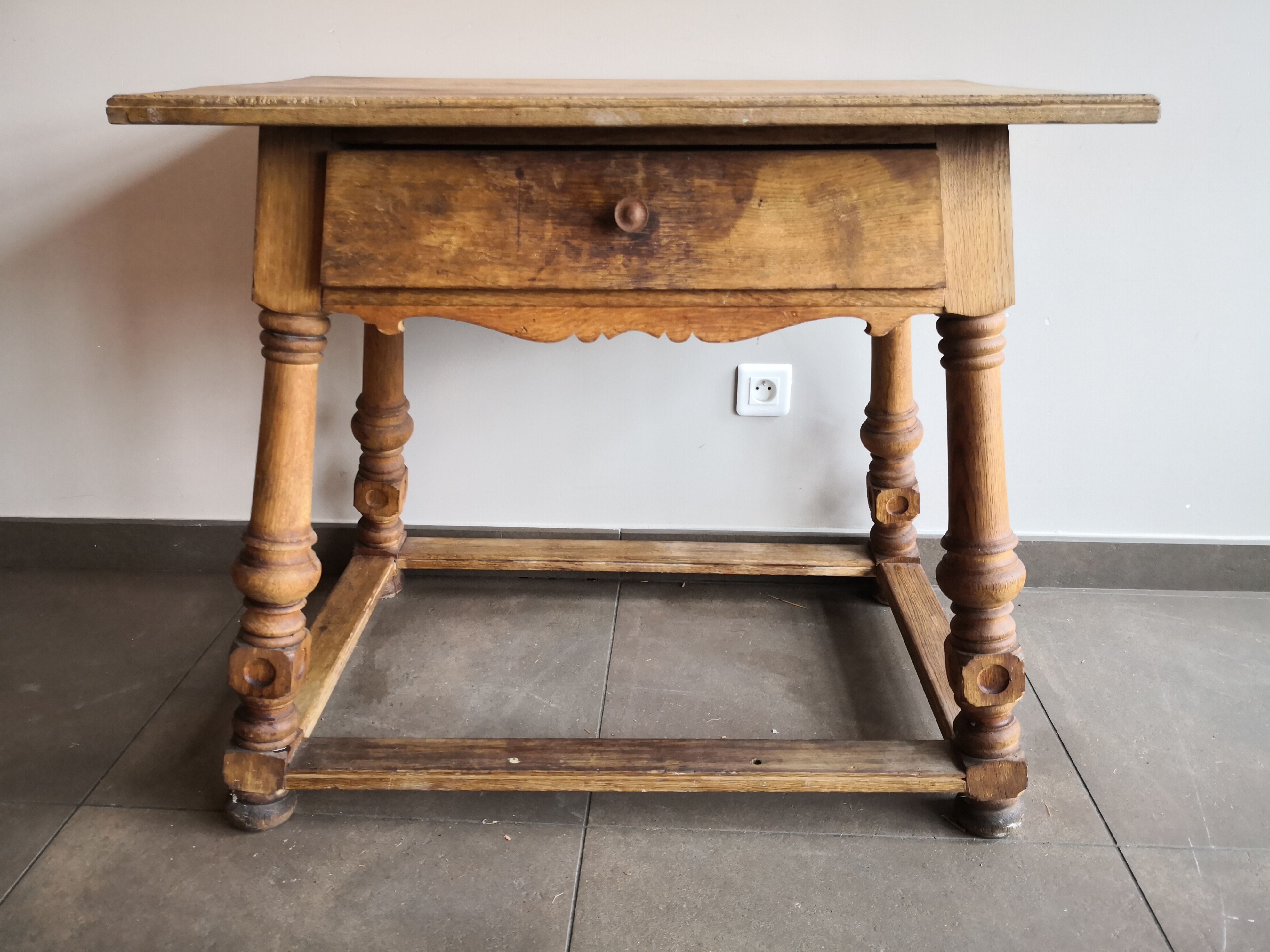 Old country desk feet turned