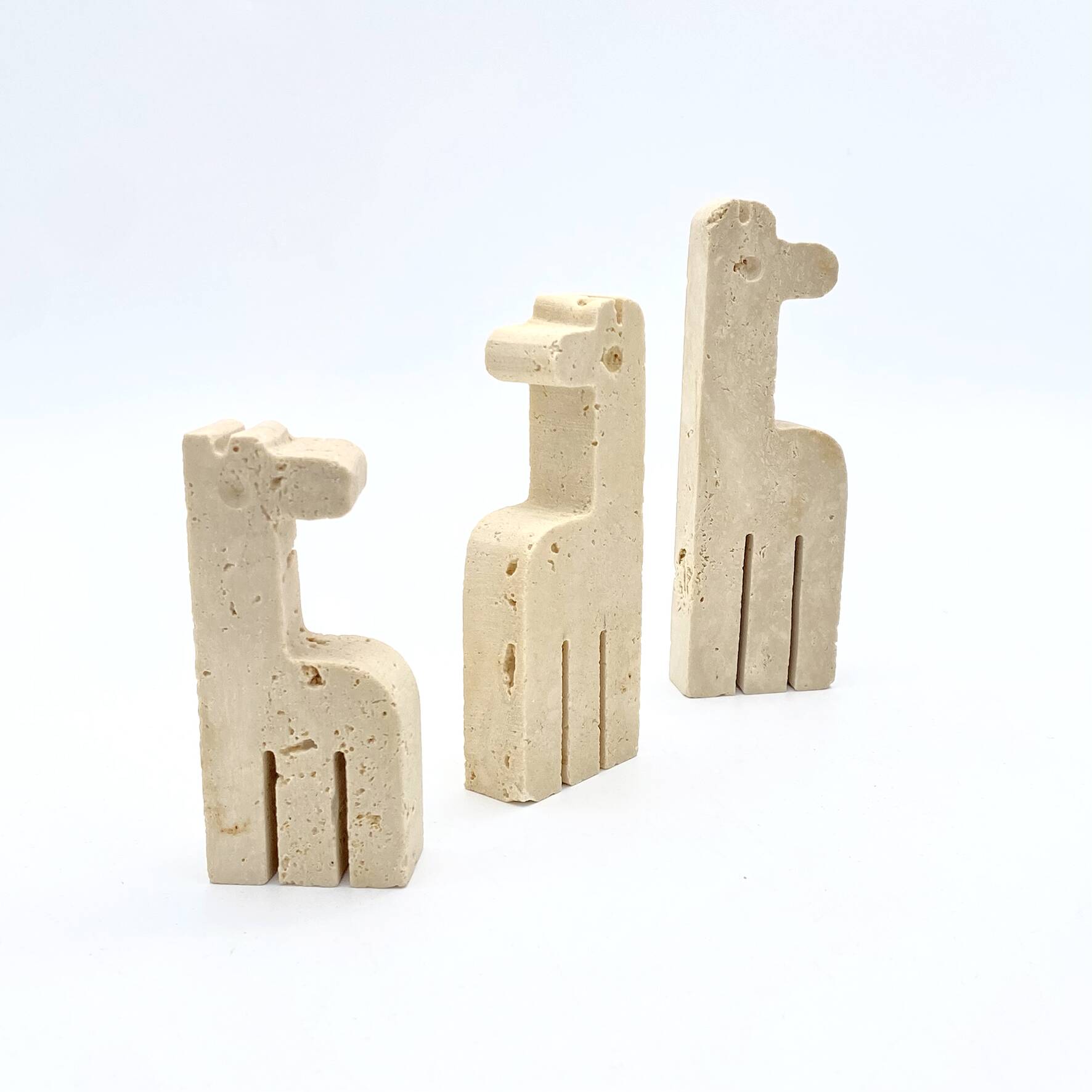 Family of 3 giraffes in travertine by Fratelli Mannelli