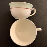 Large capacity pourer and two cups in old earthenware, model Isoard de Salins, 1950