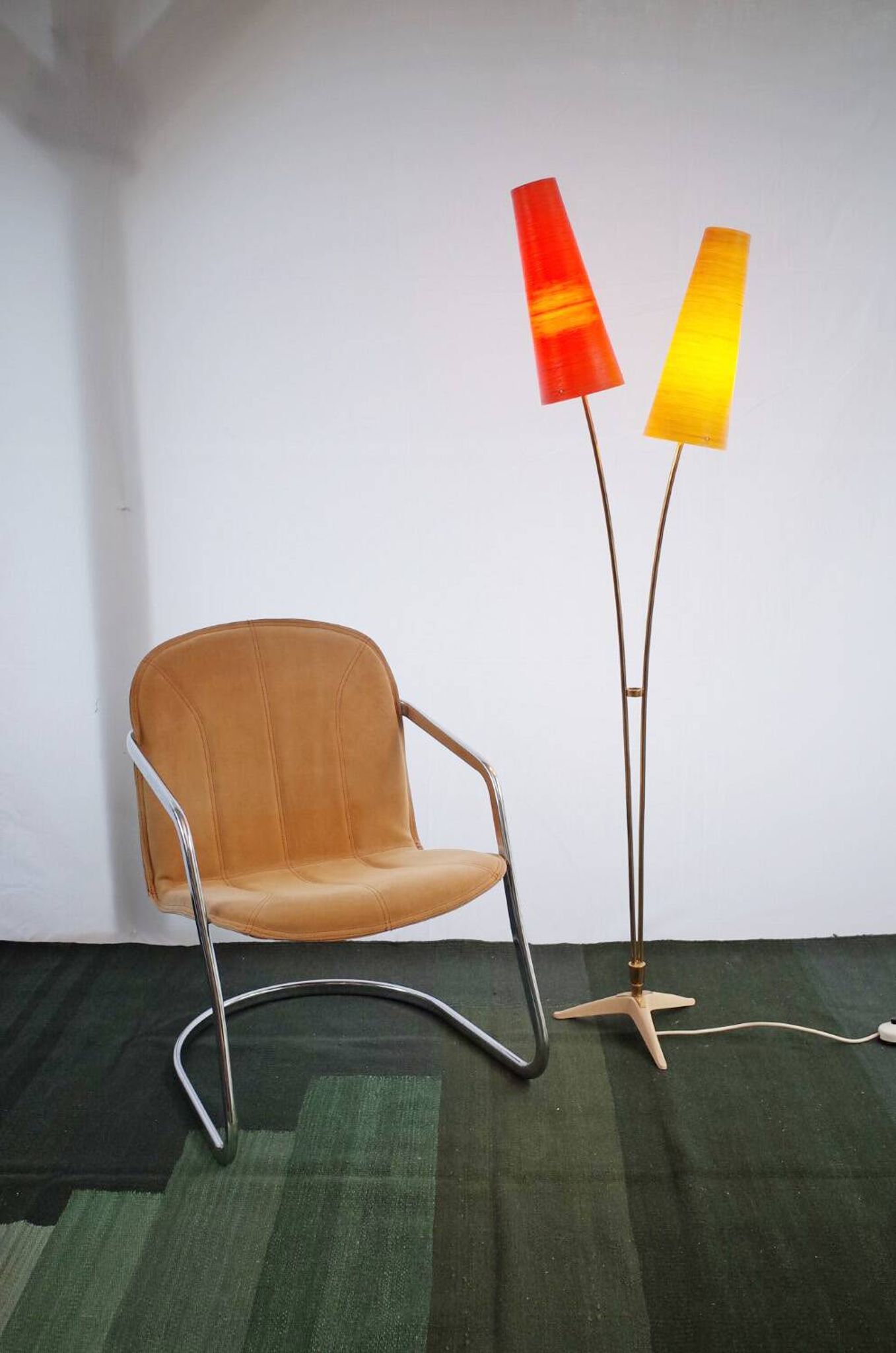 Vintage Stehlampe Cosack en fibre de verre Messing