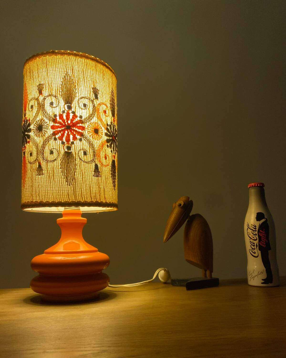 Lampe design Space age vintage années 70 original verre orange