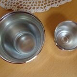 Timbale and egg cup set in silver.