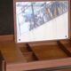 Succession LACOSTE: Scandinavian teak desk hairdresser (1960s).