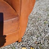 Club armchair in brown leather art deco 1930