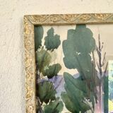 1930 painting "poppies" wooden frame with glass