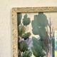 Peinture « les coquelicots » cadre en bois sous verre, 1930
