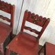 Lot de 4 chaises anciennes en bois peint marron pour salle à manger, décor floral peint main