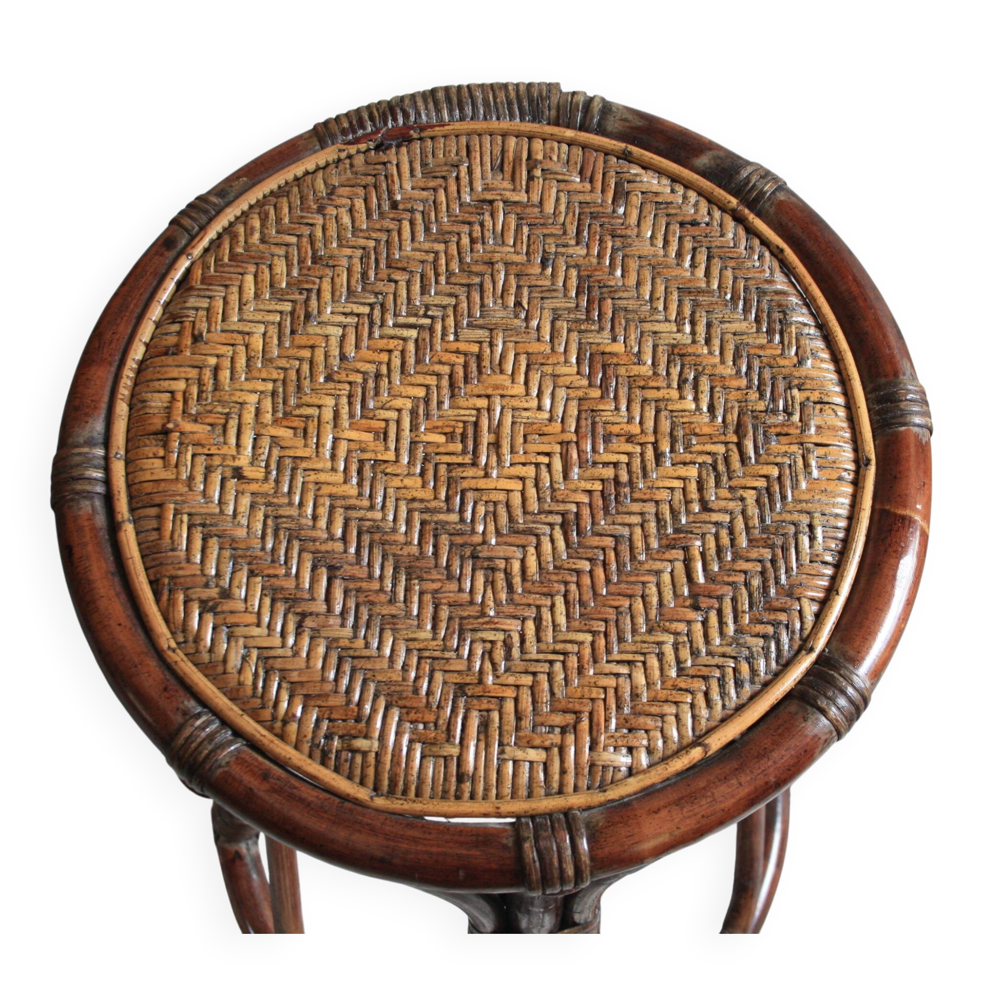 Tabouret en rotin et osier