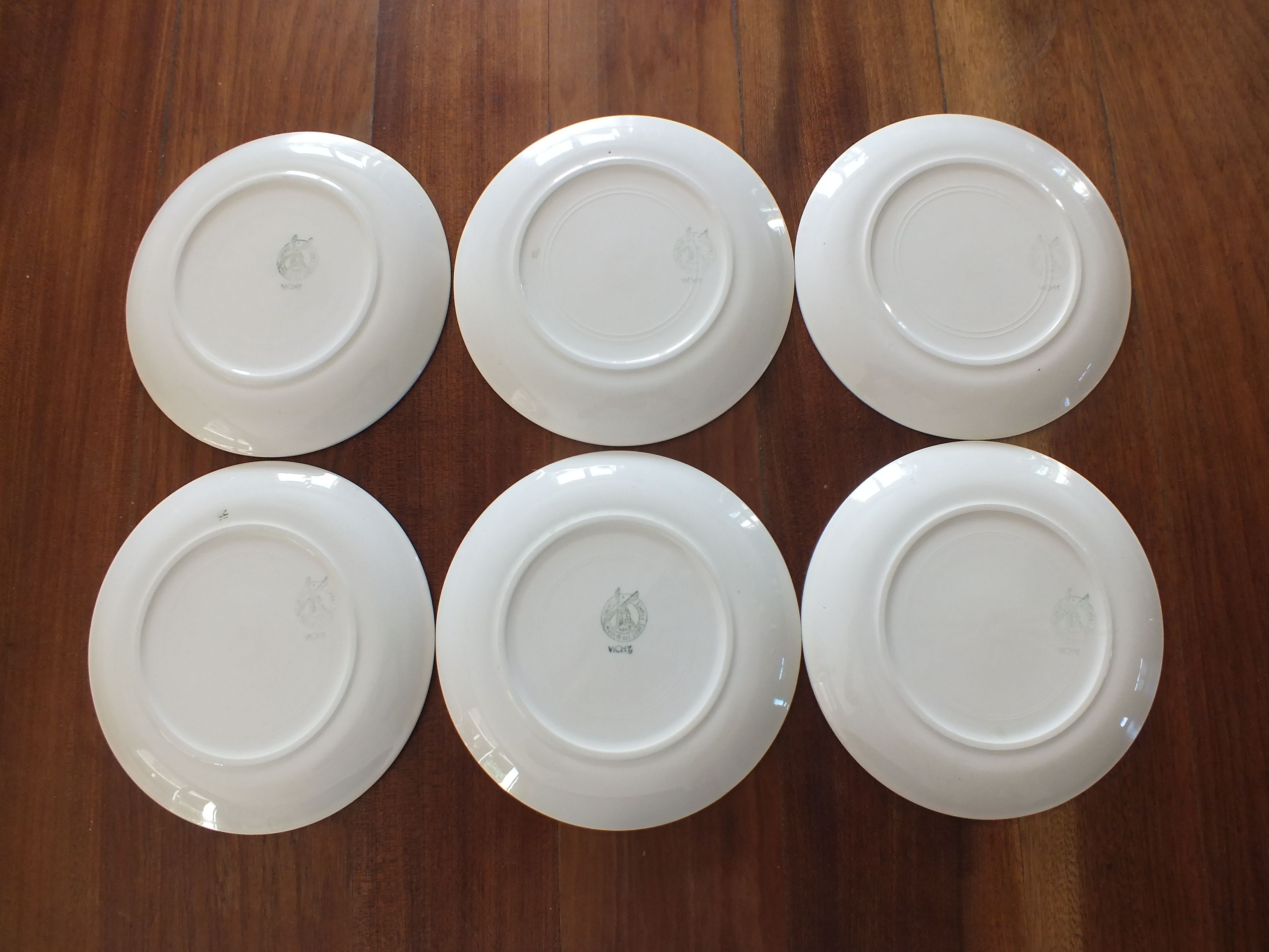 6 plates with appetizers Moulin des Loups Vichy, green tiles