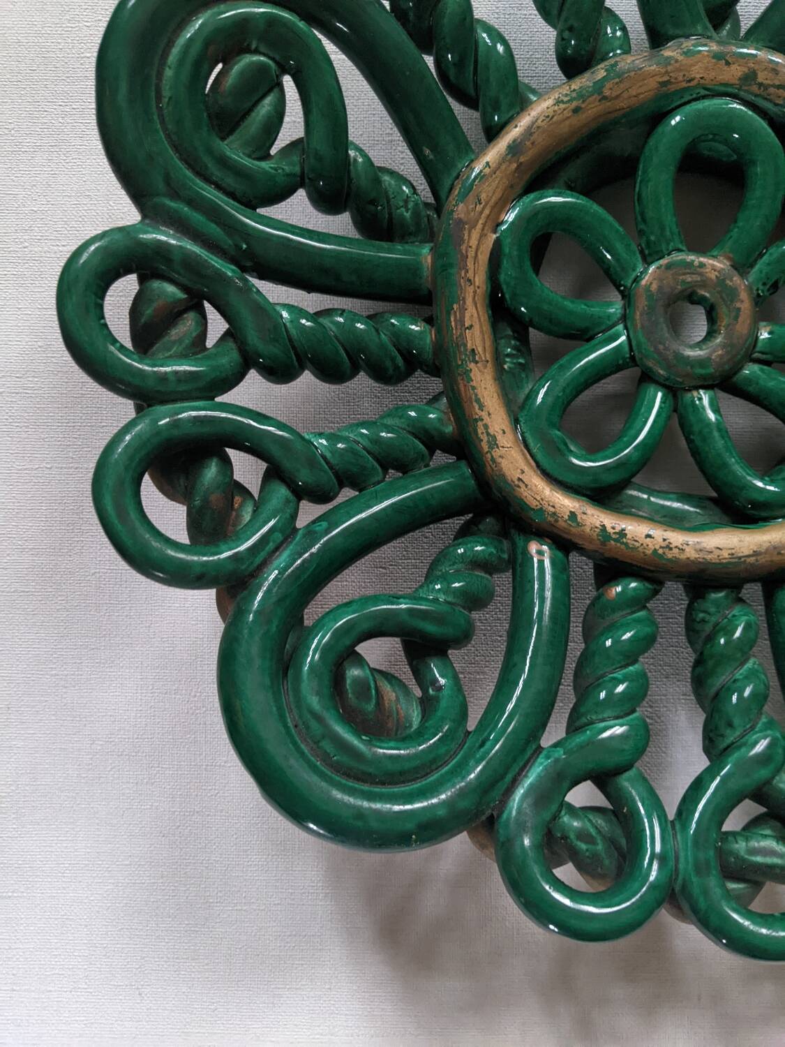 Vintage twisted artisan ceramic fruit bowl