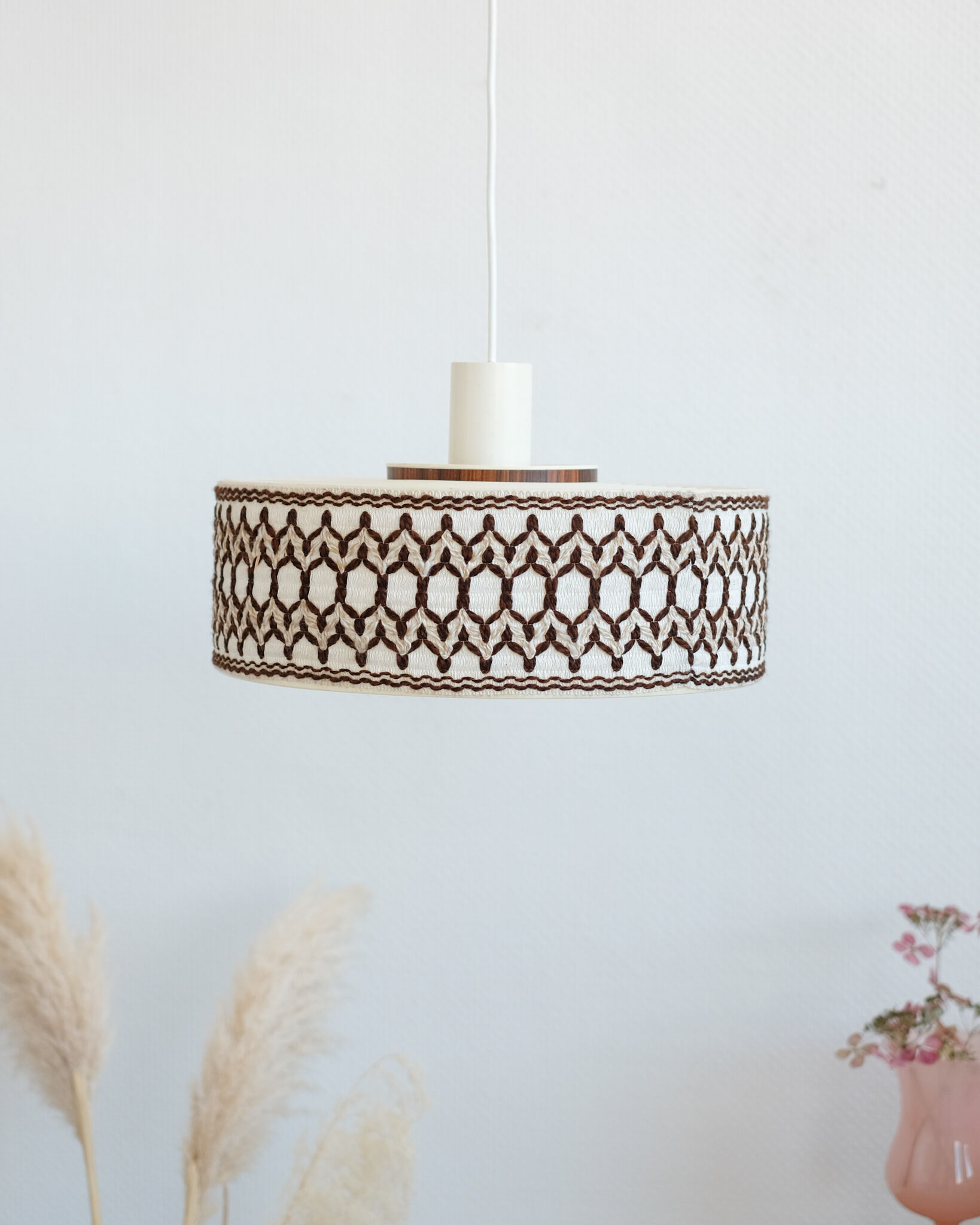 Vintage suspension in pvc, fabric and wool