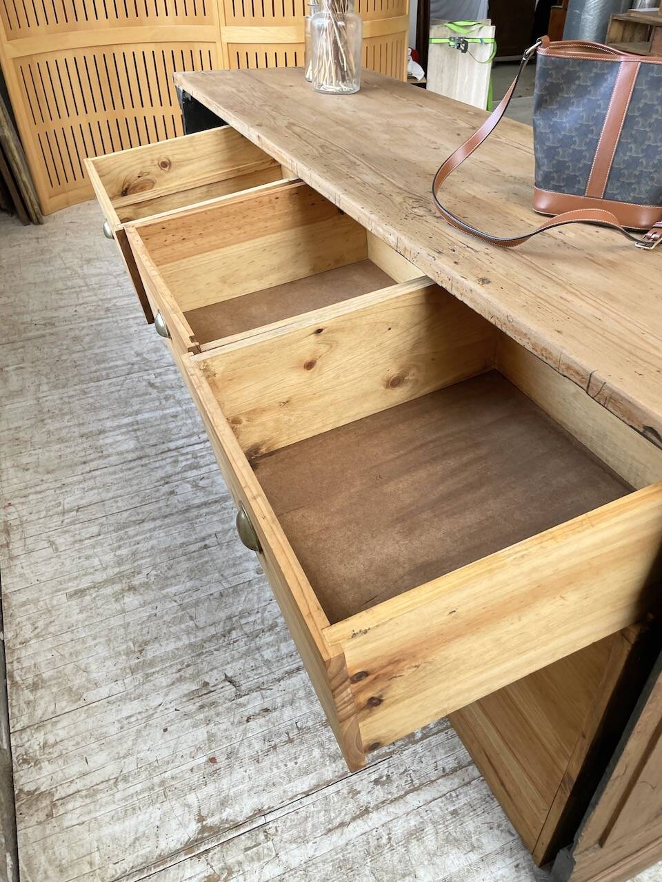 2m pine counter or central island with storage