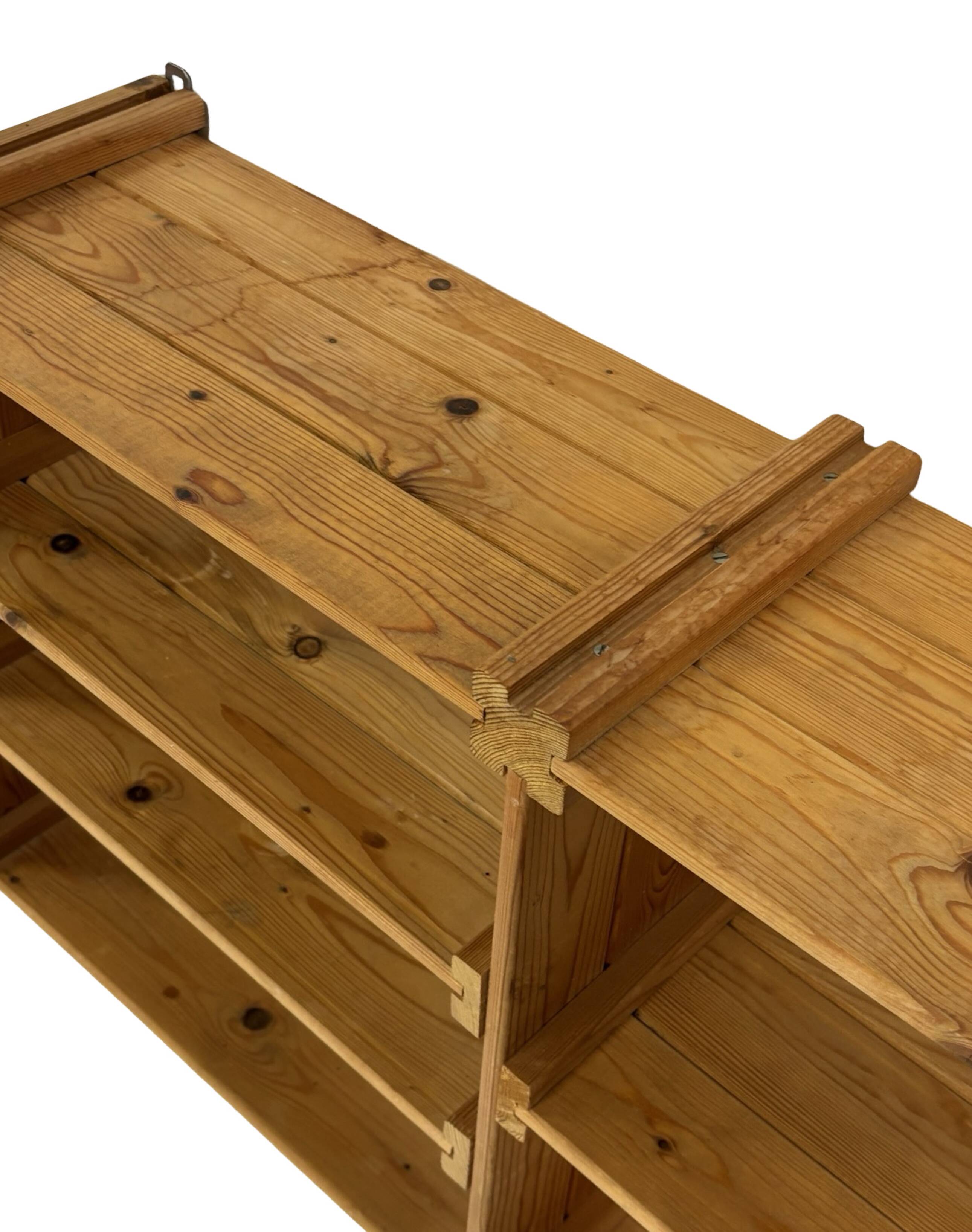 Vintage Wall shelf rack Pine wood 70s minimalist design