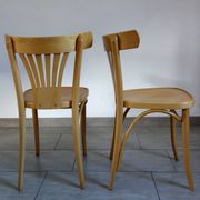 Pair of Thonet-inspired bistro chairs in light beech