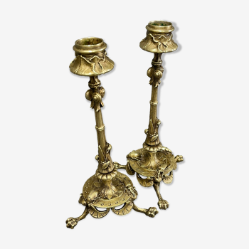 Pair of Art Nouveau Candlesticks (1900)in bronze