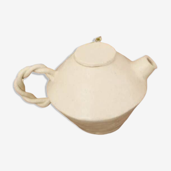 White stoneware teapot