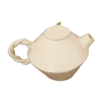White stoneware teapot